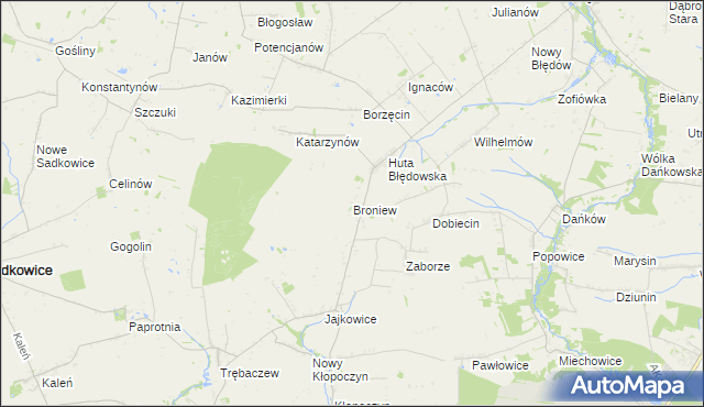 mapa Broniew, Broniew na mapie Targeo