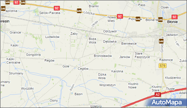 mapa Bronisławów gmina Baranów, Bronisławów gmina Baranów na mapie Targeo