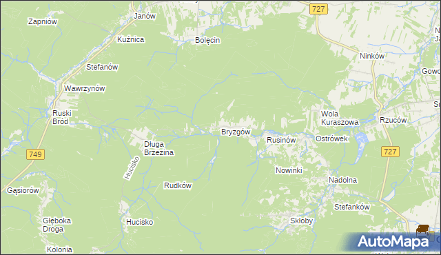 mapa Bryzgów, Bryzgów na mapie Targeo