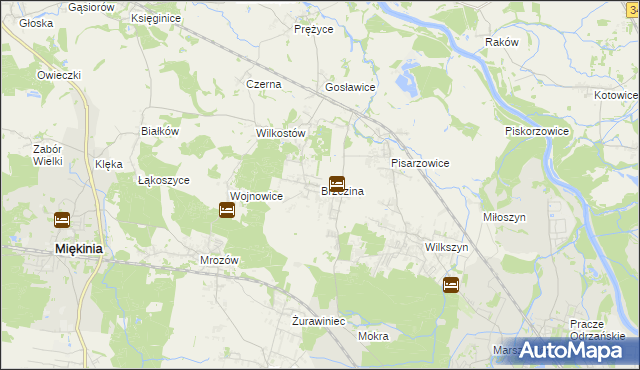 mapa Brzezina gmina Miękinia, Brzezina gmina Miękinia na mapie Targeo