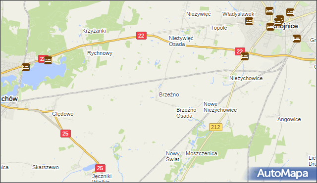 mapa Brzeźno gmina Człuchów, Brzeźno gmina Człuchów na mapie Targeo