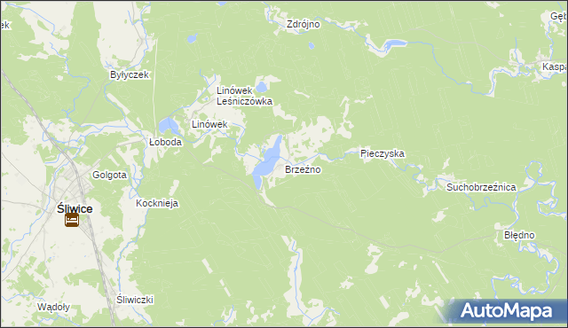 mapa Brzeźno gmina Śliwice, Brzeźno gmina Śliwice na mapie Targeo