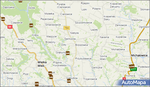 mapa Brzozówka gmina Zielonki, Brzozówka gmina Zielonki na mapie Targeo
