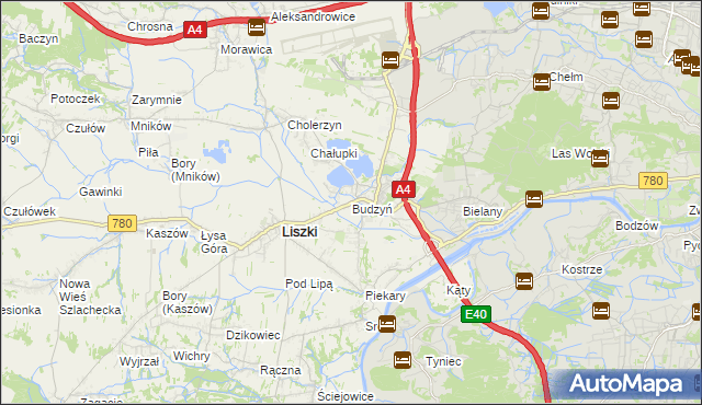 mapa Budzyń gmina Liszki, Budzyń gmina Liszki na mapie Targeo