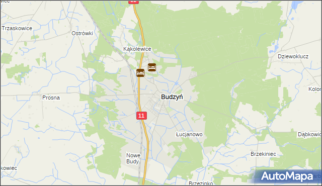 mapa Budzyń powiat chodzieski, Budzyń powiat chodzieski na mapie Targeo