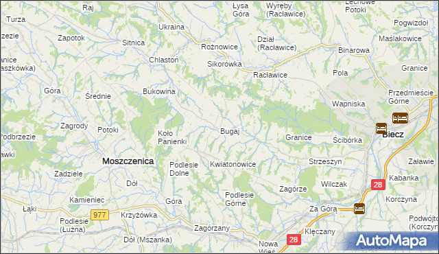 mapa Bugaj gmina Biecz, Bugaj gmina Biecz na mapie Targeo