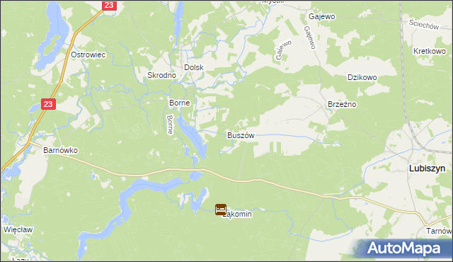 mapa Buszów gmina Lubiszyn, Buszów gmina Lubiszyn na mapie Targeo