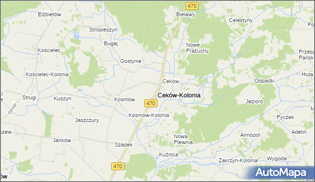 mapa Ceków-Kolonia, Ceków-Kolonia na mapie Targeo