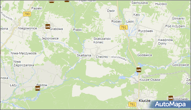 mapa Chechło gmina Klucze, Chechło gmina Klucze na mapie Targeo