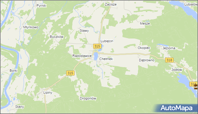 mapa Chełmek gmina Nowa Sól, Chełmek gmina Nowa Sól na mapie Targeo