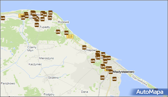 mapa Chłapowo gmina Władysławowo, Chłapowo gmina Władysławowo na mapie Targeo