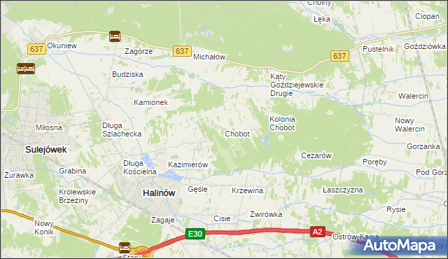 mapa Chobot gmina Halinów, Chobot gmina Halinów na mapie Targeo