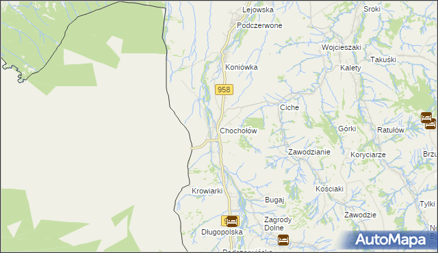 mapa Chochołów gmina Czarny Dunajec, Chochołów gmina Czarny Dunajec na mapie Targeo