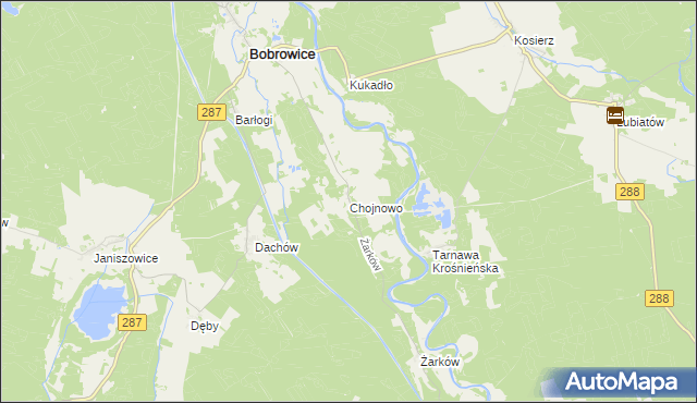 mapa Chojnowo gmina Bobrowice, Chojnowo gmina Bobrowice na mapie Targeo