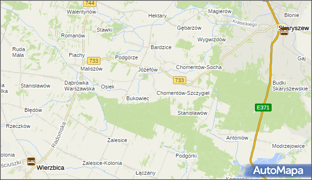 mapa Chomentów-Szczygieł, Chomentów-Szczygieł na mapie Targeo
