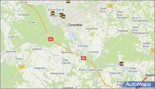 mapa Chroboty, Chroboty na mapie Targeo