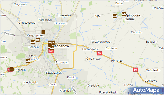 mapa Chrzanówek gmina Opinogóra Górna, Chrzanówek gmina Opinogóra Górna na mapie Targeo