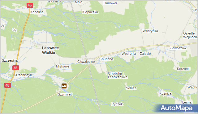 mapa Chudoba gmina Lasowice Wielkie, Chudoba gmina Lasowice Wielkie na mapie Targeo