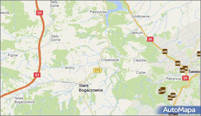 mapa Chwaliszów, Chwaliszów na mapie Targeo