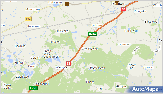 mapa Chwałkówko, Chwałkówko na mapie Targeo