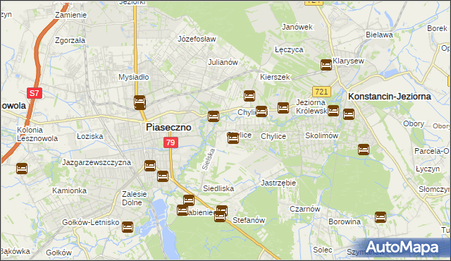 mapa Chylice gmina Piaseczno, Chylice gmina Piaseczno na mapie Targeo