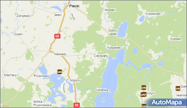 mapa Cierzpięty gmina Piecki, Cierzpięty gmina Piecki na mapie Targeo