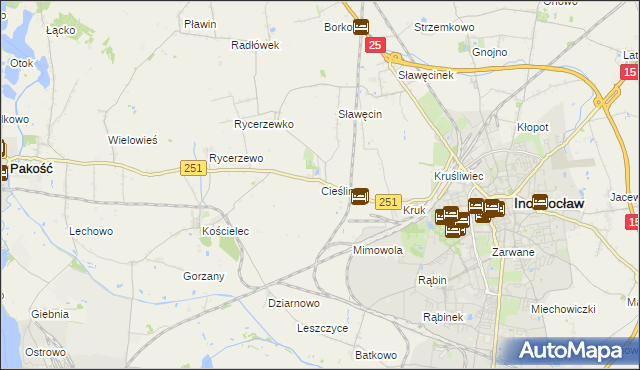 mapa Cieślin gmina Inowrocław, Cieślin gmina Inowrocław na mapie Targeo