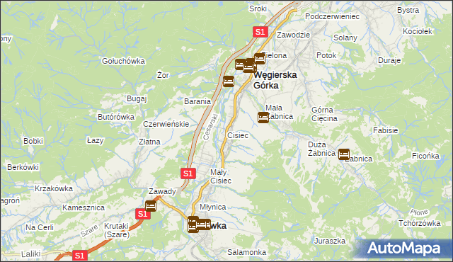 mapa Cisiec, Cisiec na mapie Targeo