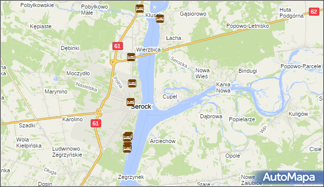 mapa Cupel gmina Serock, Cupel gmina Serock na mapie Targeo