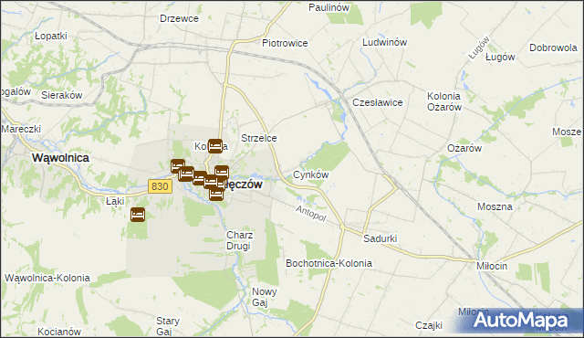 mapa Cynków gmina Nałęczów, Cynków gmina Nałęczów na mapie Targeo