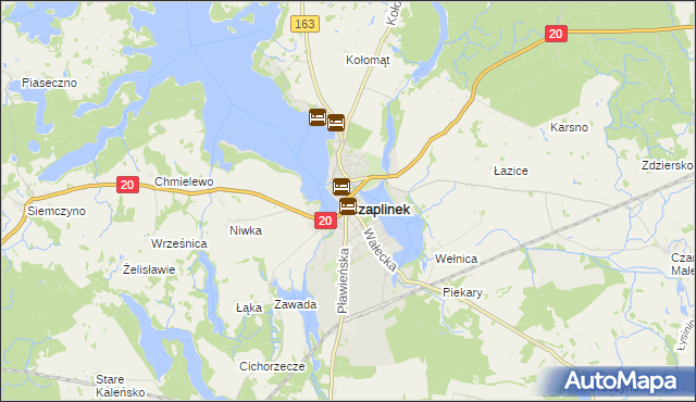 mapa Czaplinek powiat drawski, Czaplinek powiat drawski na mapie Targeo