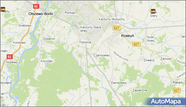 mapa Czarnowiec gmina Rzekuń, Czarnowiec gmina Rzekuń na mapie Targeo