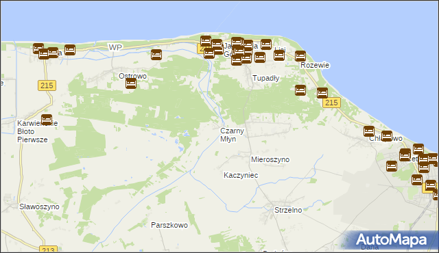 mapa Czarny Młyn gmina Puck, Czarny Młyn gmina Puck na mapie Targeo