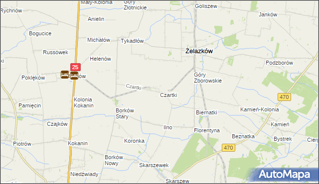 mapa Czartki gmina Żelazków, Czartki gmina Żelazków na mapie Targeo