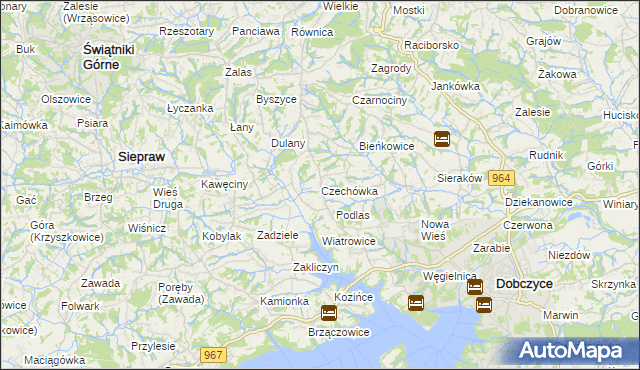 mapa Czechówka gmina Siepraw, Czechówka gmina Siepraw na mapie Targeo