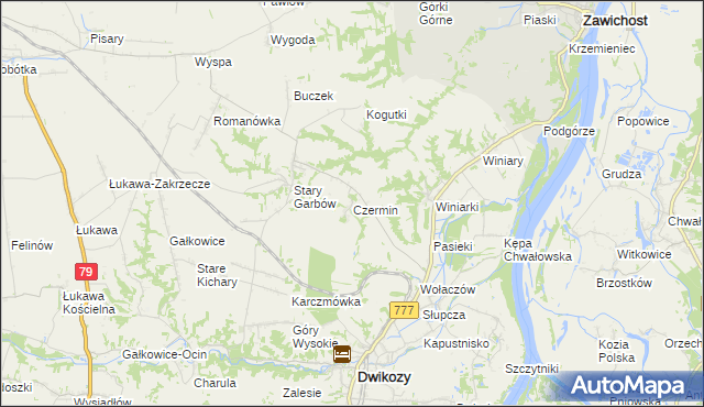 mapa Czermin gmina Dwikozy, Czermin gmina Dwikozy na mapie Targeo