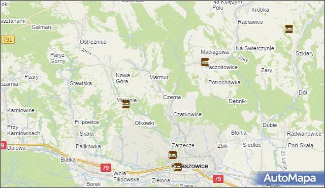 mapa Czerna gmina Krzeszowice, Czerna gmina Krzeszowice na mapie Targeo