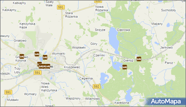 mapa Czerniki gmina Kętrzyn, Czerniki gmina Kętrzyn na mapie Targeo