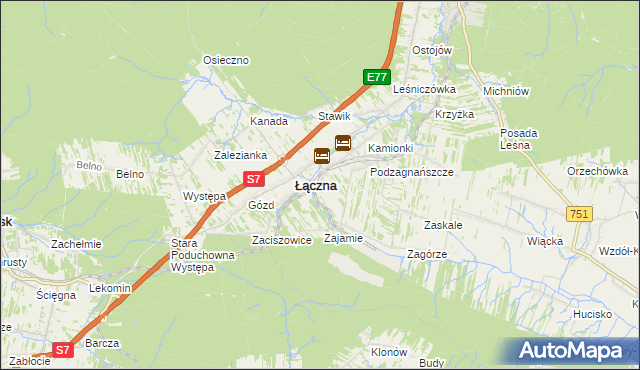 mapa Czerwona Górka gmina Łączna, Czerwona Górka gmina Łączna na mapie Targeo