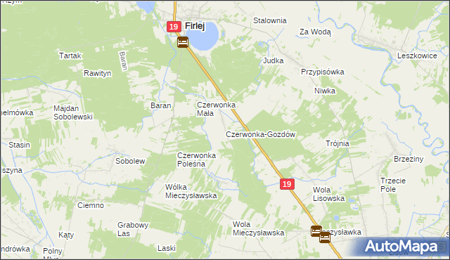 mapa Czerwonka-Gozdów, Czerwonka-Gozdów na mapie Targeo