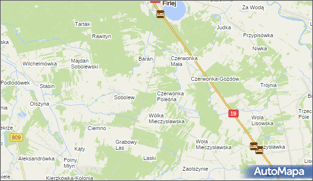 mapa Czerwonka Poleśna, Czerwonka Poleśna na mapie Targeo