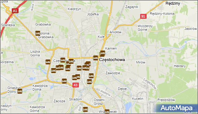 mapa Częstochowy, Częstochowa na mapie Targeo