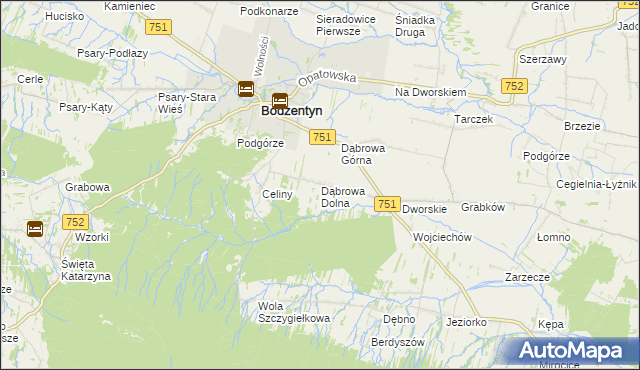 mapa Dąbrowa Dolna gmina Bodzentyn, Dąbrowa Dolna gmina Bodzentyn na mapie Targeo