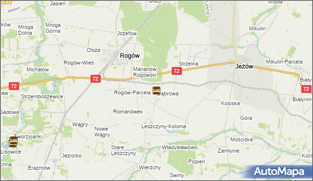 mapa Dąbrowa gmina Jeżów, Dąbrowa gmina Jeżów na mapie Targeo