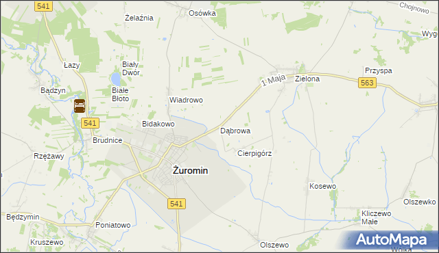 mapa Dąbrowa gmina Żuromin, Dąbrowa gmina Żuromin na mapie Targeo