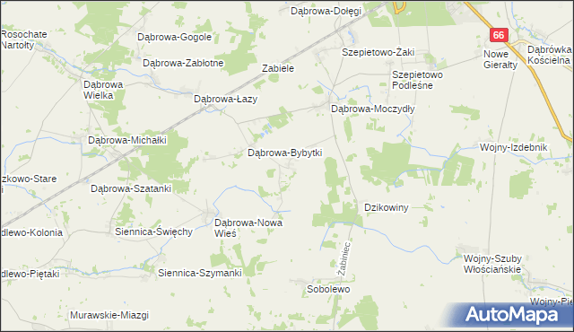 mapa Dąbrowa-Wilki, Dąbrowa-Wilki na mapie Targeo