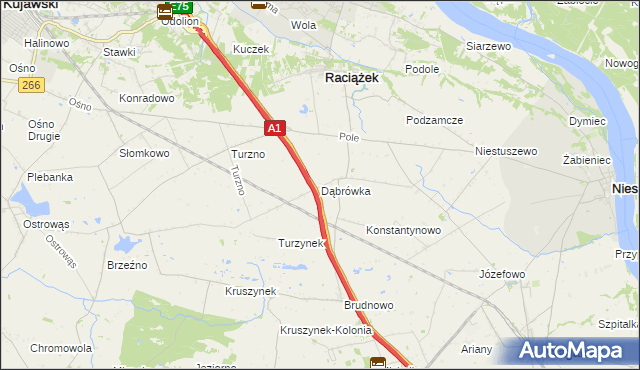 mapa Dąbrówka gmina Raciążek, Dąbrówka gmina Raciążek na mapie Targeo