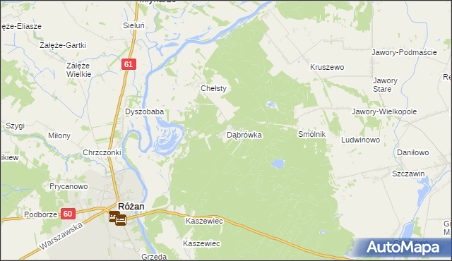 mapa Dąbrówka gmina Różan, Dąbrówka gmina Różan na mapie Targeo