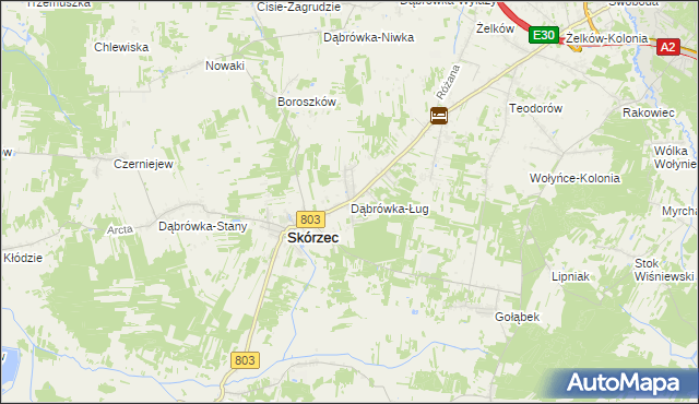 mapa Dąbrówka-Ług, Dąbrówka-Ług na mapie Targeo