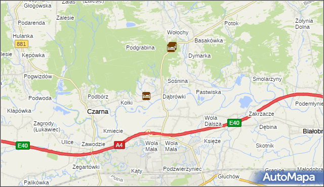 mapa Dąbrówki gmina Czarna, Dąbrówki gmina Czarna na mapie Targeo